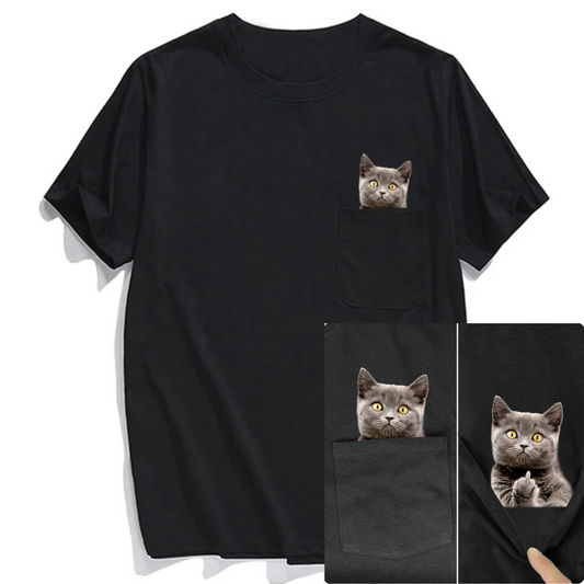 Puss in Pocket Flipping The Bird T-Shirt